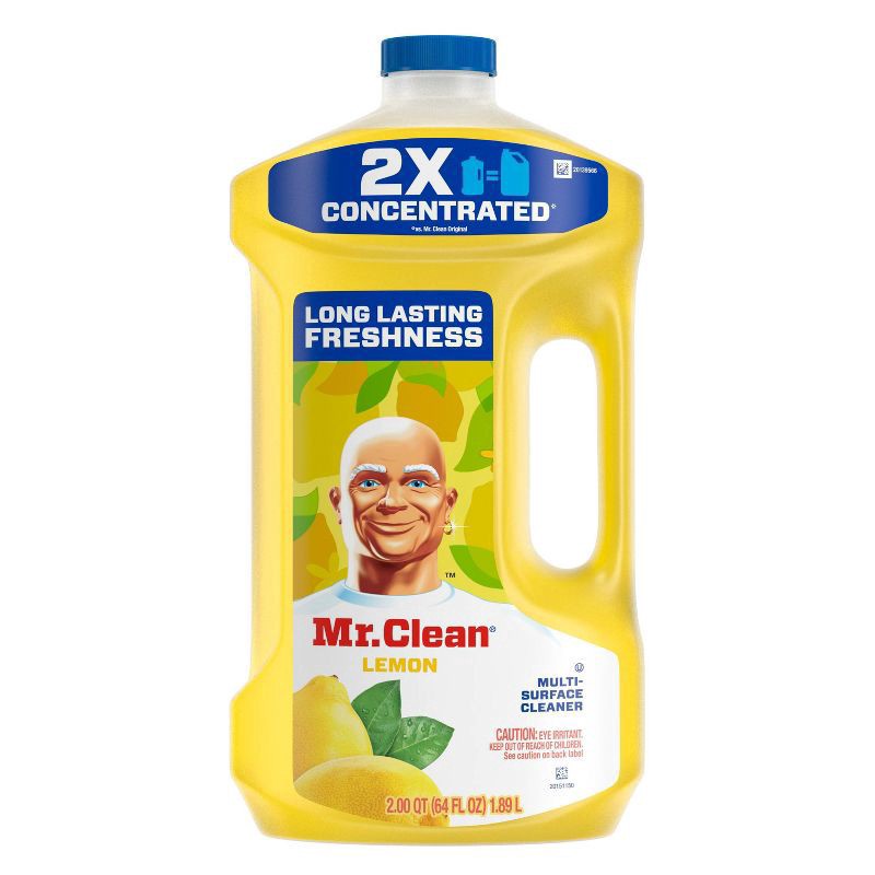 slide 4 of 11, Mr. Clean 2X Concentrated Multi Surface Cleaner with Lemon Scent, All Purpose Cleaner, 64 fl oz, 2 qt