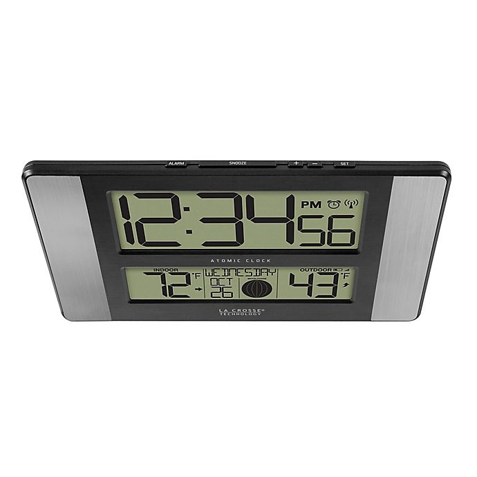 slide 3 of 4, La Crosse Digital Atomic Wall Clock with Moon Phase - Silver, 1 ct