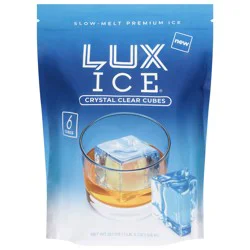 Lux Ice Slow-Melt Premium Crystal Clear Cubes - 6 ct
