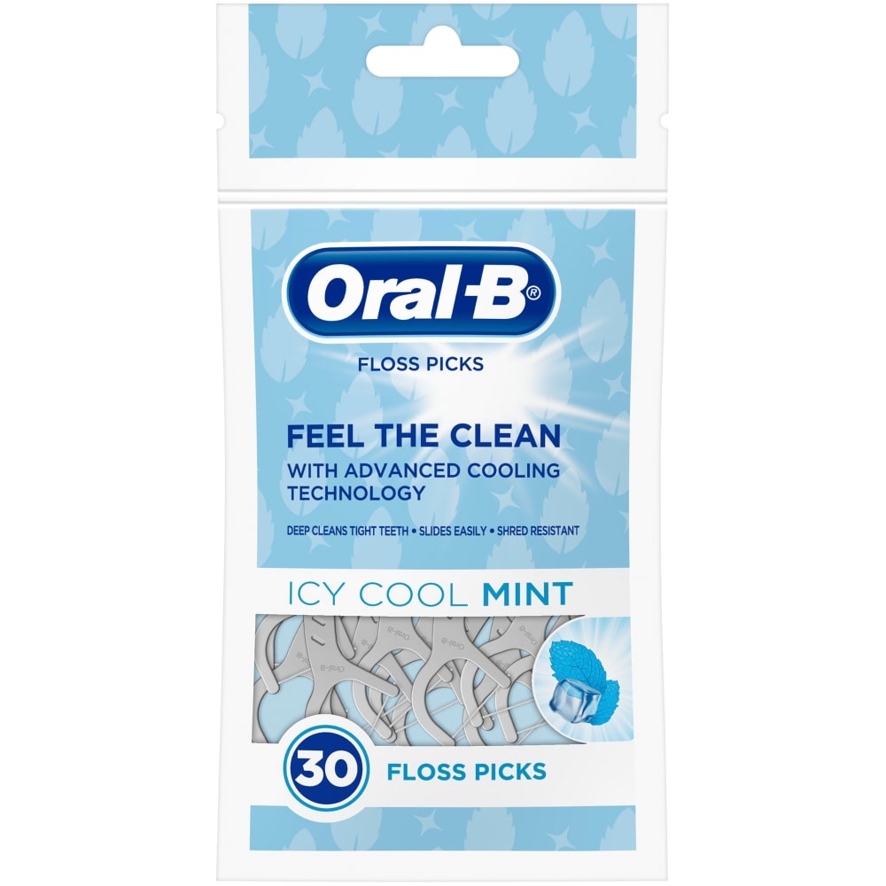 slide 1 of 1, Oral-B Complete Icy Cool Mint Floss Picks 30 Count, 30 ct