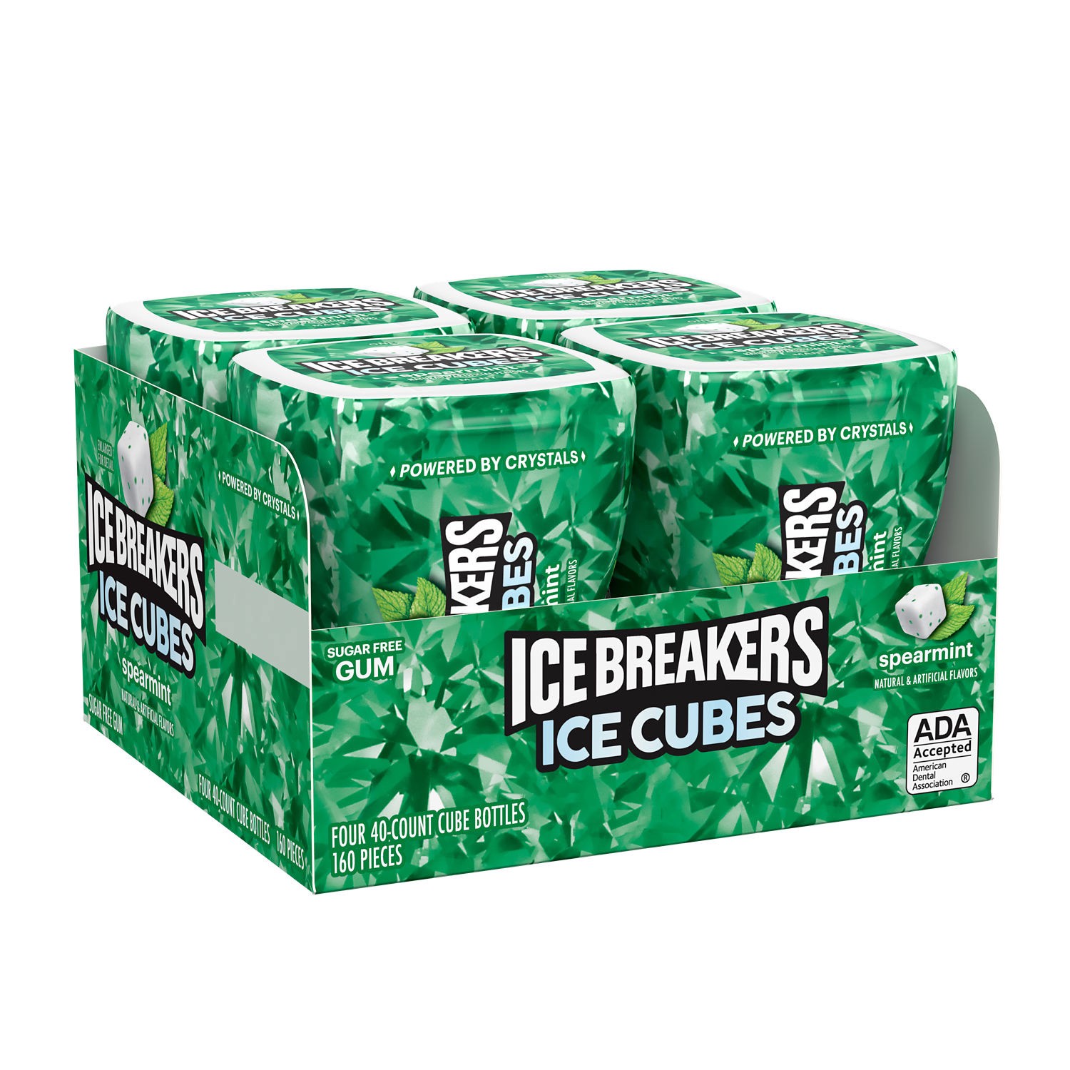 slide 1 of 4, Ice Breakers Ice Cubes Spearmint Sugar Free Chewing Gum Bottles, 3.24 oz (4 Count, 40 Pieces), 3.24 oz