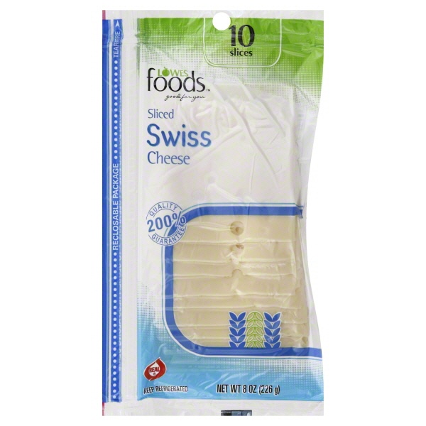 slide 1 of 1, Lowes Foods Slices Swiss Cheese, 8 oz