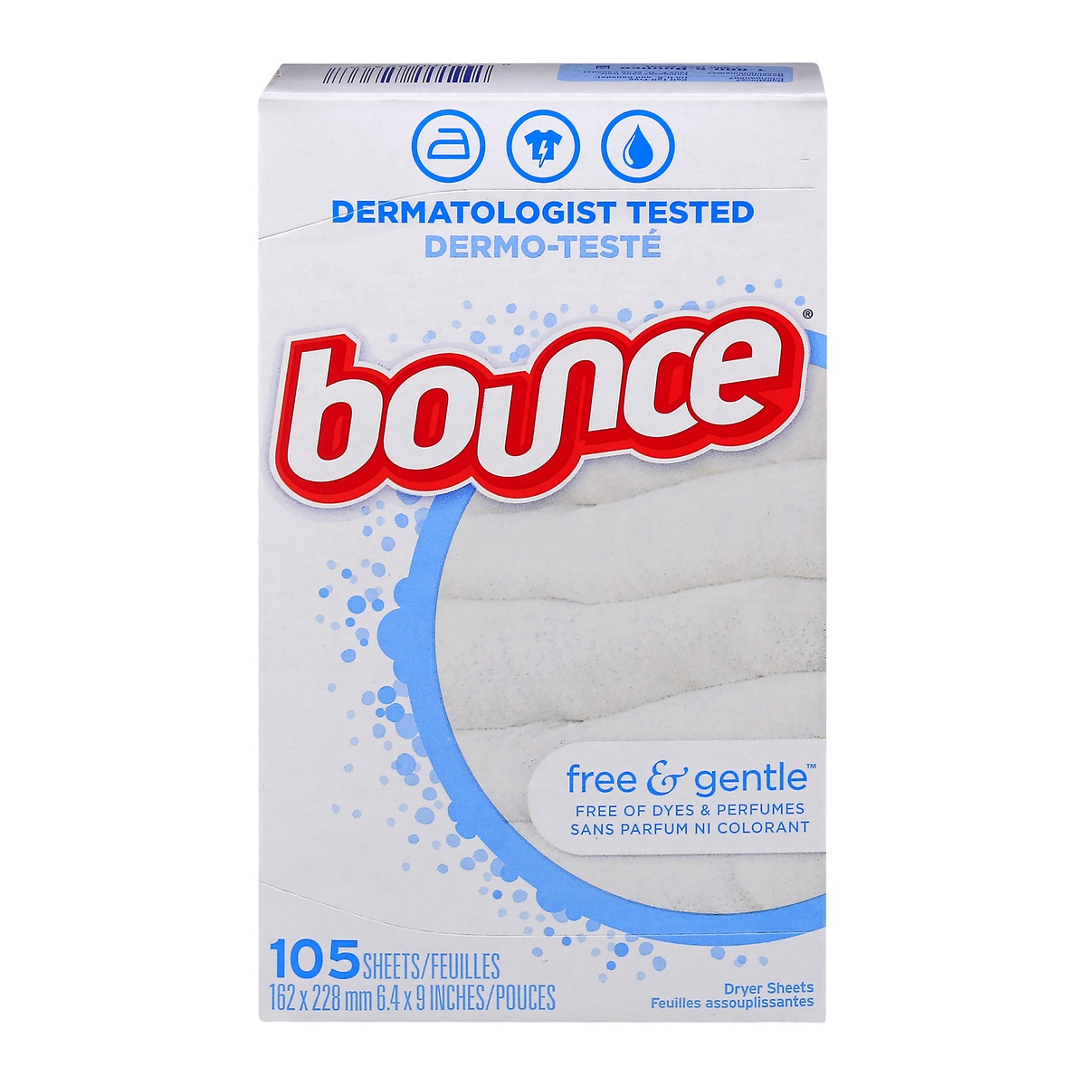 slide 1 of 9, Bounce Free & Sensitive Fabric Softener Sheets, 105 ct