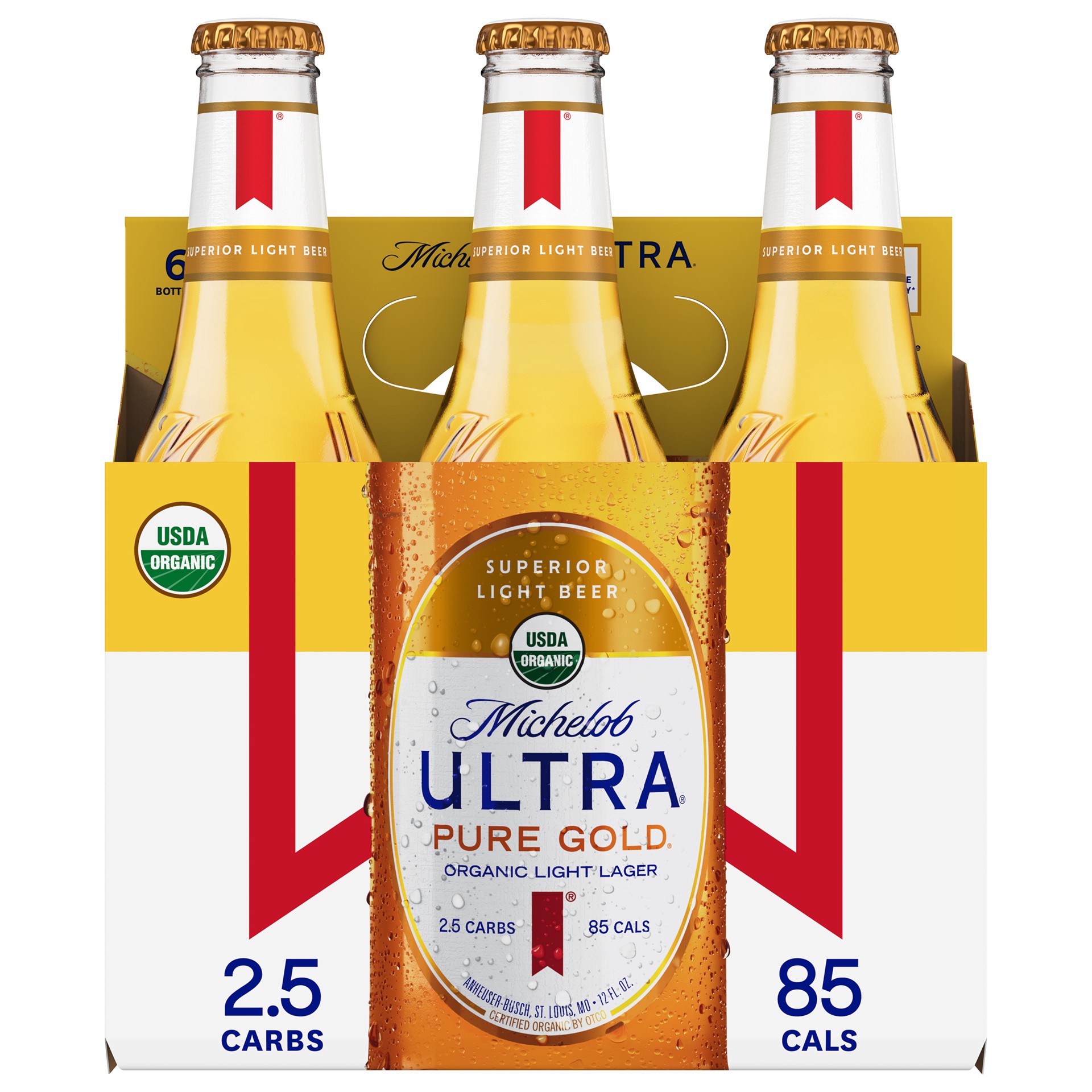 slide 5 of 5, Michelob Ultra Pure Gold Organic Light Lager, 6 Pack 12 fl. oz. Bottles, 6 ct; 12 oz