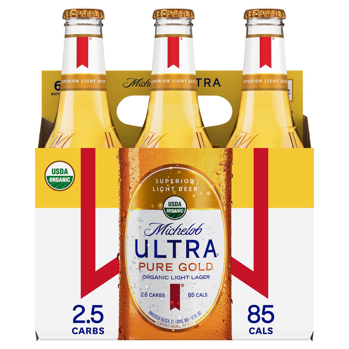 slide 1 of 5, Michelob Ultra Pure Gold Organic Light Lager, 6 Pack 12 fl. oz. Bottles, 6 ct
