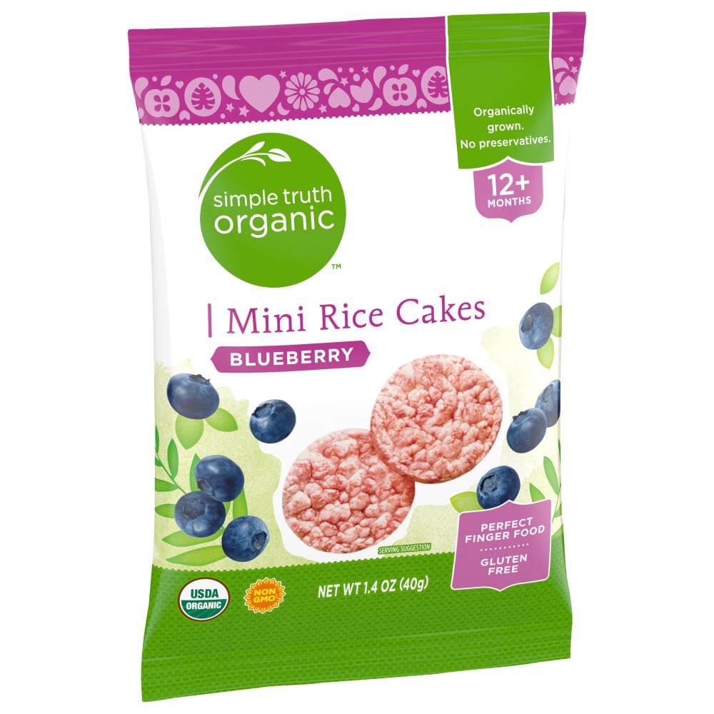 slide 1 of 1, Simple Truth Organic Blueberry Mini Rice Cakes Snack, 1.4 oz