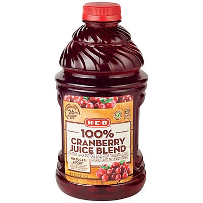 slide 1 of 1, H-E-B 100% Cranberry Juice Blend, 48 oz