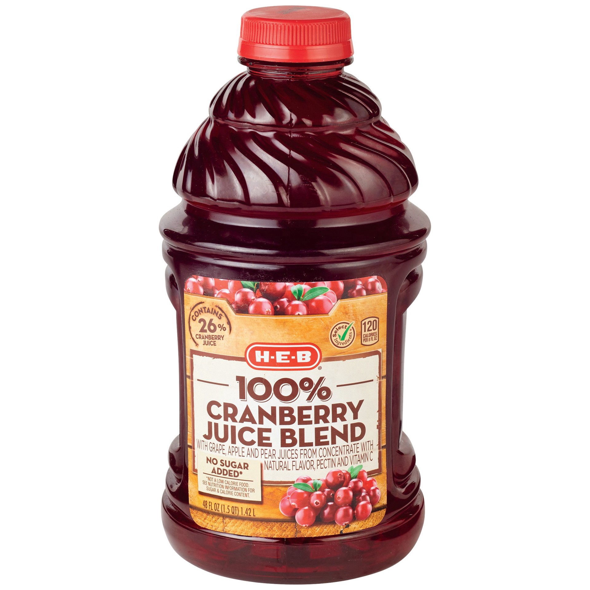 slide 1 of 1, H-E-B 100% Cranberry Juice Blend - 48 oz, 48 oz