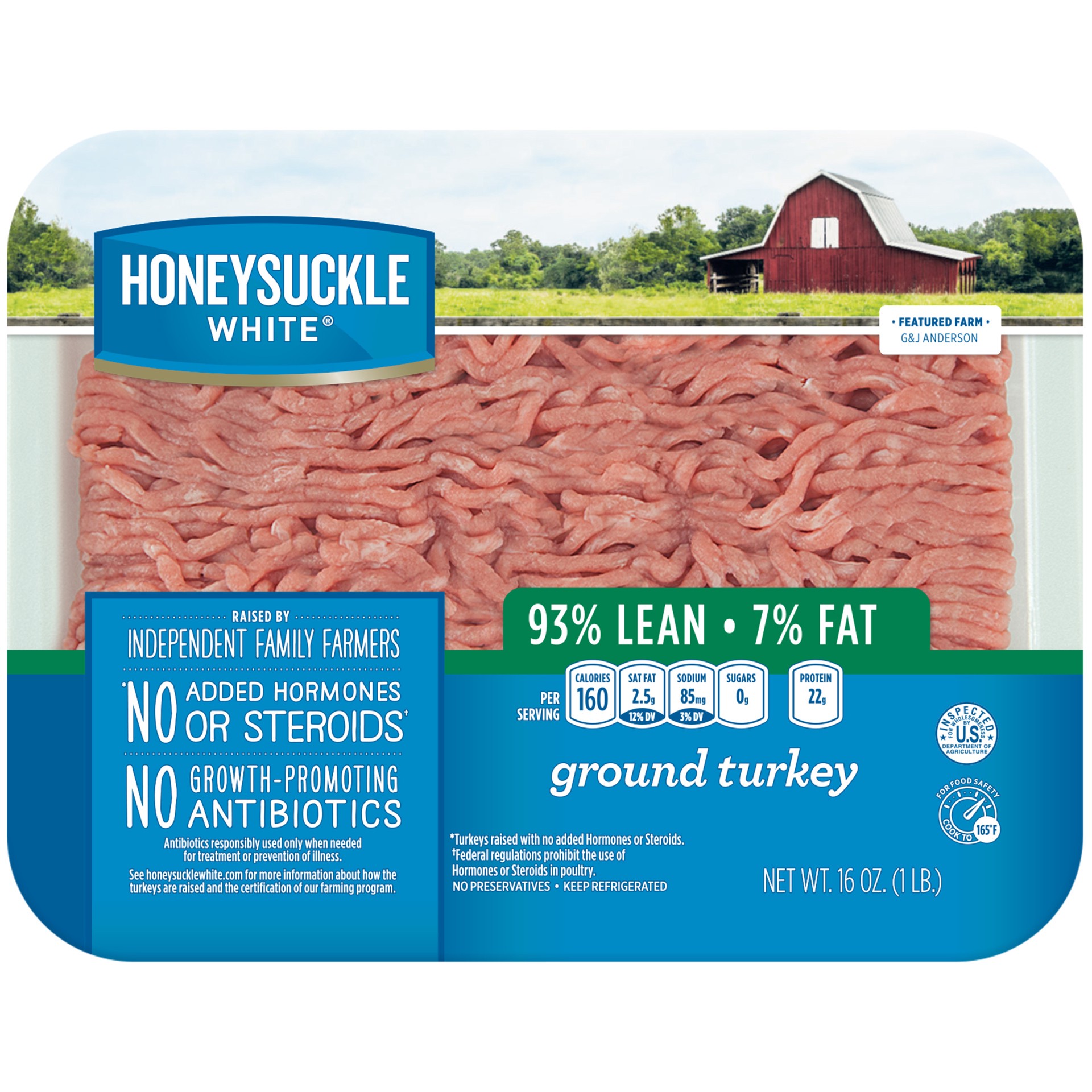 slide 1 of 50, Honeysuckle White 93% Lean Fat Ground Turkey Tray, 16 oz