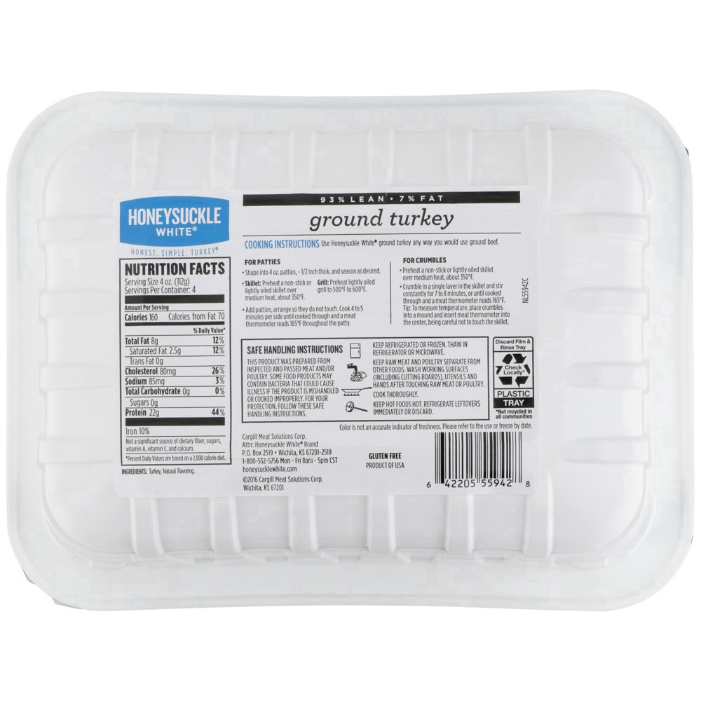 slide 3 of 50, Honeysuckle White 93% Lean Fat Ground Turkey Tray, 16 oz