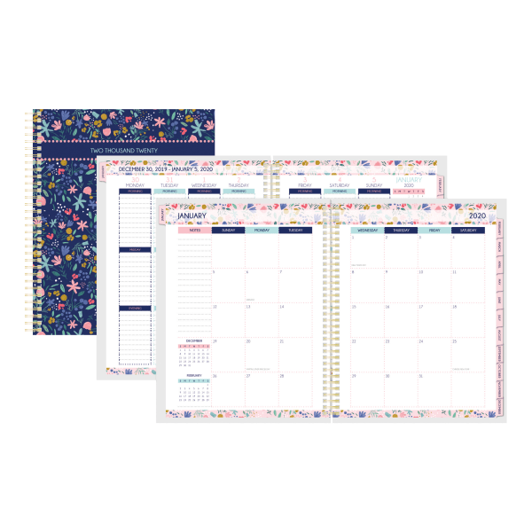 slide 1 of 4, Office Depot Brand Weekly/Monthly Planner, 8-1/2'' X 11'', Flowers, January To December 2020, Us1930-001, 1 ct