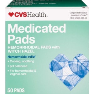 slide 1 of 1, CVS Health Hemorrhoidal Relief Medicated Pads, 50 ct