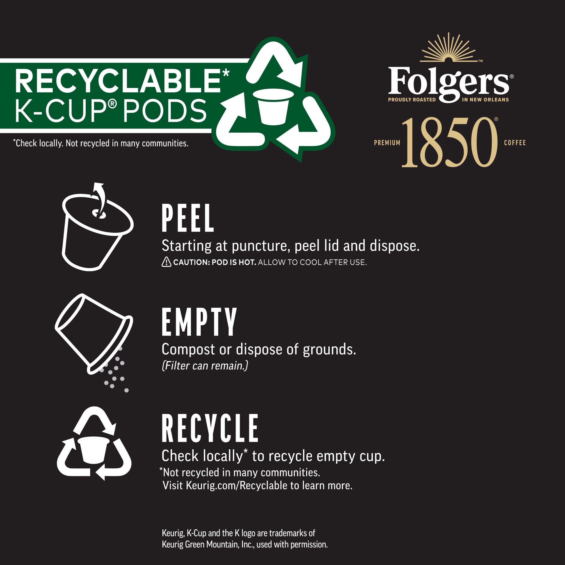 slide 4 of 6, Folgers 1850 Black Gold, Dark Roast Coffee, Keurig K-Cup Pods- 3.7 oz, 3.7 oz