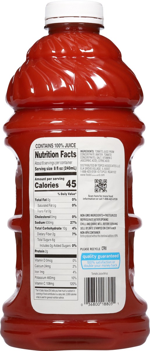 slide 7 of 14, Food Club 100% Tomato Juice 64 fl oz, 64 fl oz