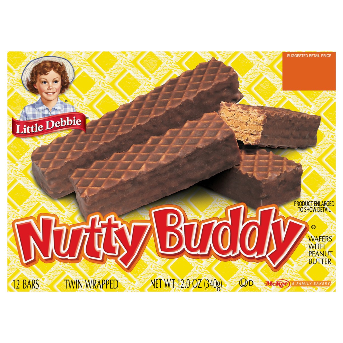 slide 1 of 11, Little Debbie Snack Cakes, Little Debbie Family Pack NUTTY BUDDY  wafers, 12 ct