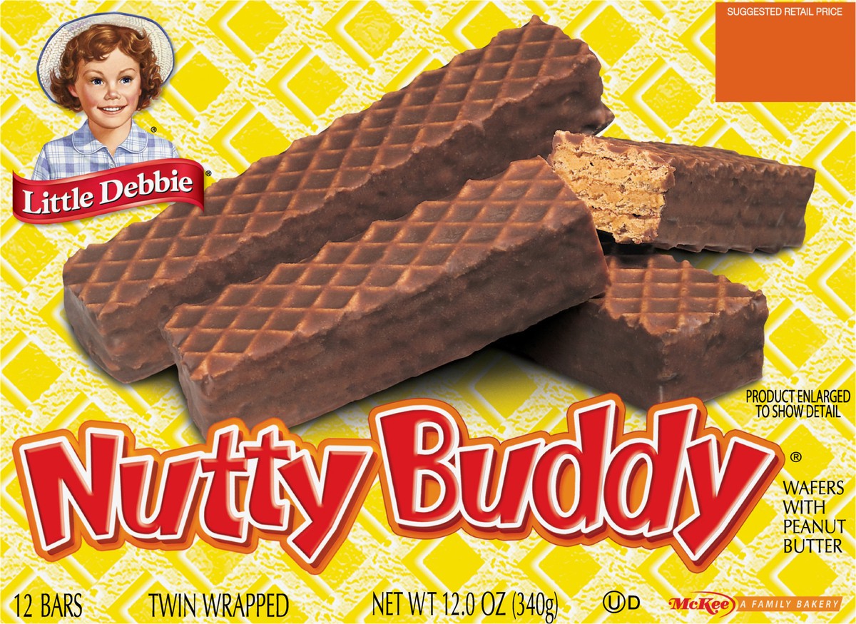 slide 9 of 11, Little Debbie Snack Cakes, Little Debbie Family Pack NUTTY BUDDY  wafers, 12 ct