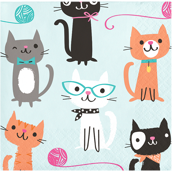 slide 1 of 1, Creative Converting Purr-fect Party Beverage Napkins, 16 ct