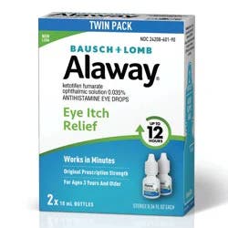 Alaway Antihistamine Eye Drops, Allergy Relief from Itchy Eyes, Works in Minutes, Provides Relief for up to 12 Hours, Clinically Tested Prescription Strength Formula, 0.34 Fl Oz (Pack of 2)