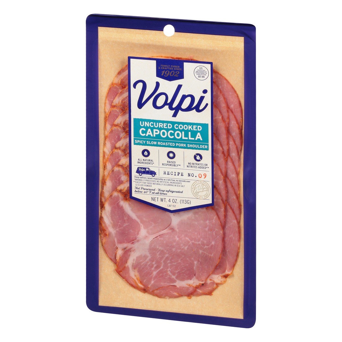 slide 2 of 10, Volpi Capocolla | Spicy Slow Roasted Pork Shoulder 4 oz, 4 oz