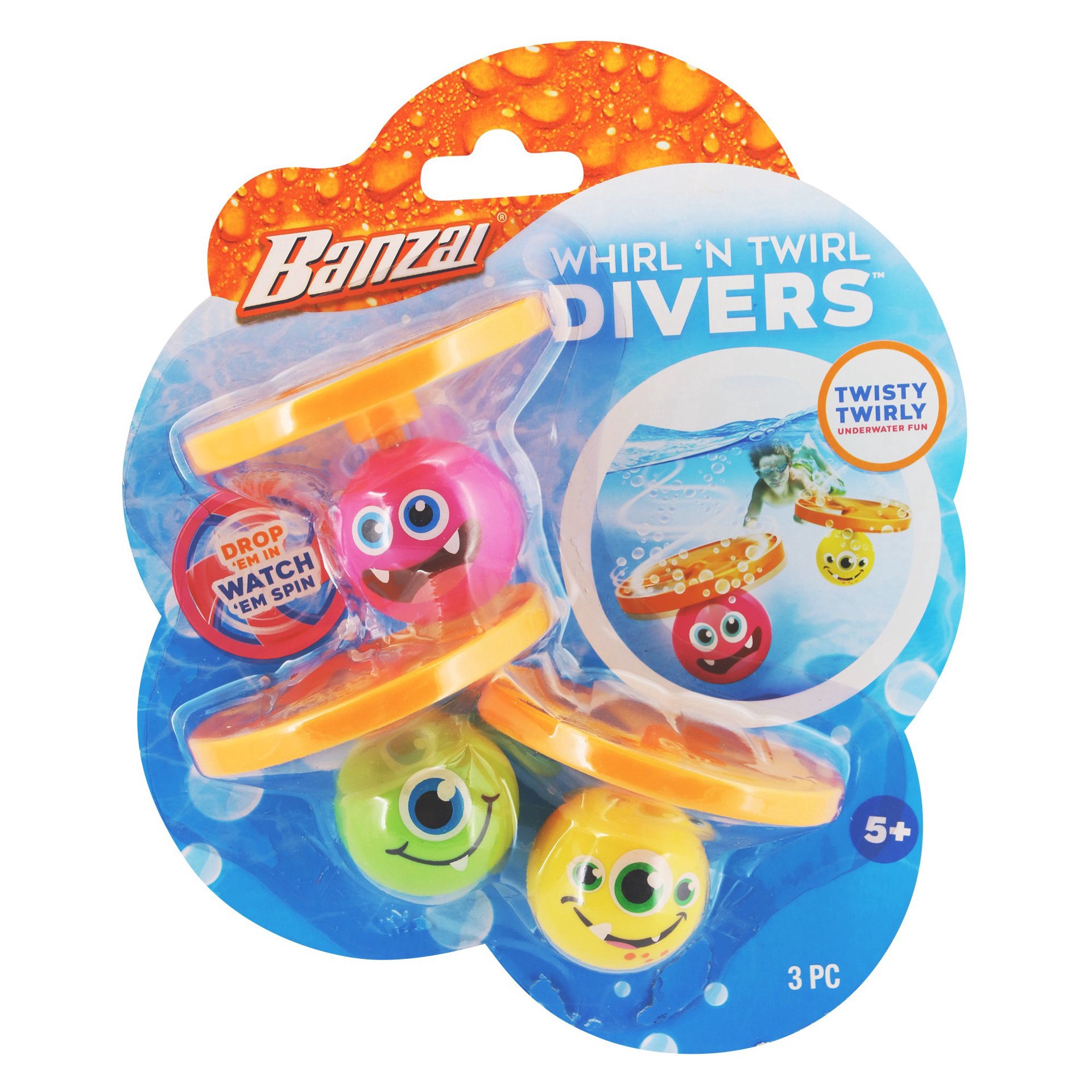 slide 1 of 1, Banzai Whirl 'N Twirl Divers Pool Toy, 3 ct