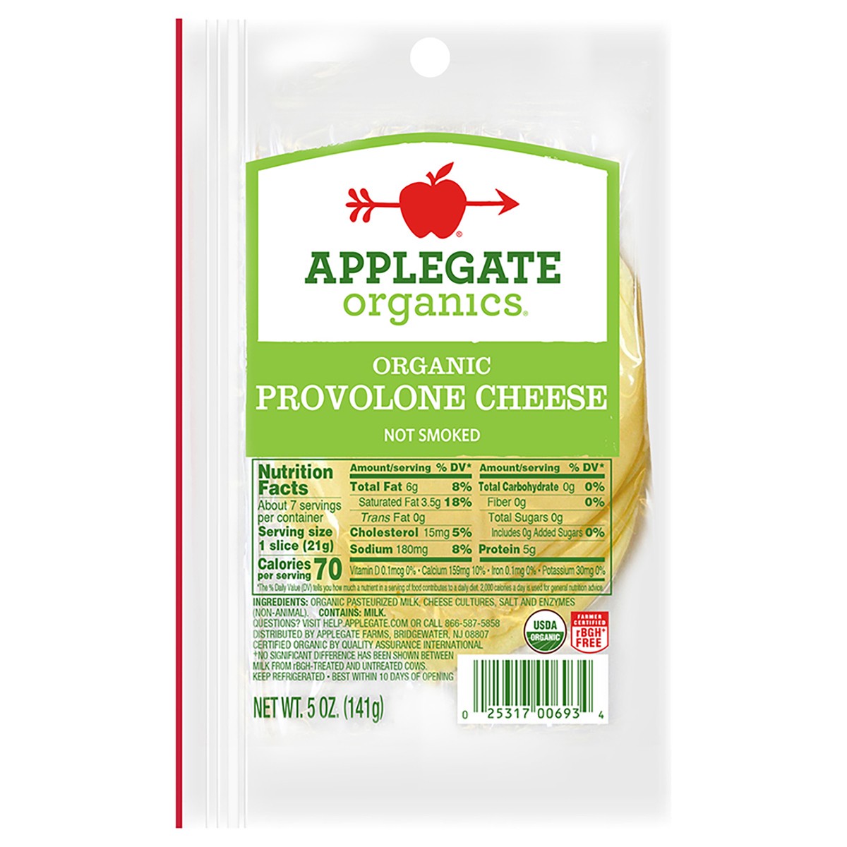 slide 1 of 5, Applegate Cheese, 5 oz