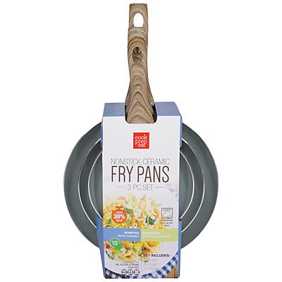 slide 1 of 1, Cook Prep Eat Blue Ice Nonstick Ceramic Fry Pan Set, 3 ct