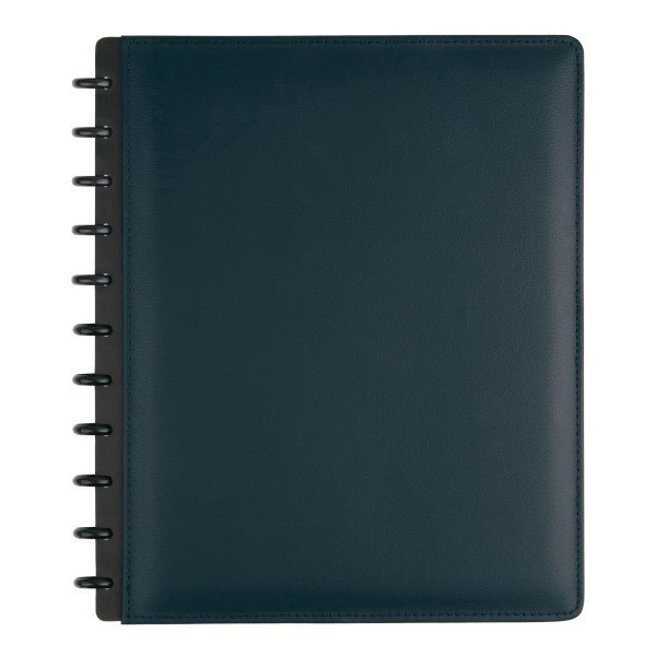 slide 1 of 2, TUL® Discbound Notebook With Leather Cover, Letter Size, Narrow Ruled, 60 Sheets, Navy, 1 ct