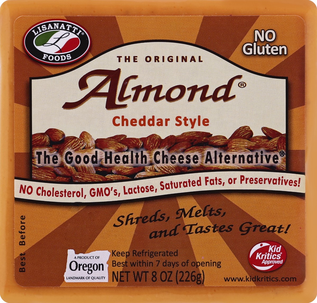 slide 5 of 5, Lisanatti Cheddar Style Almond Cheese, 8 oz