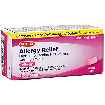 slide 1 of 1, H-E-B Antihistamine AllergyMinitabs, 100 ct