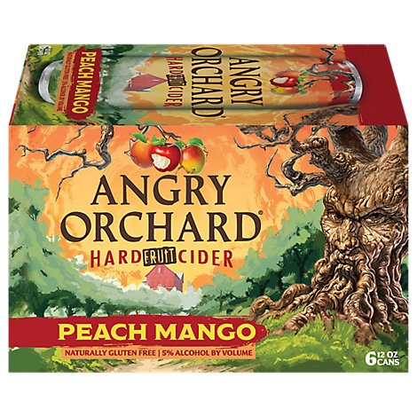 slide 1 of 1, Angry Orchard Hard Cider Peach Mango In Cans - 6-12 Fz, 1 ct