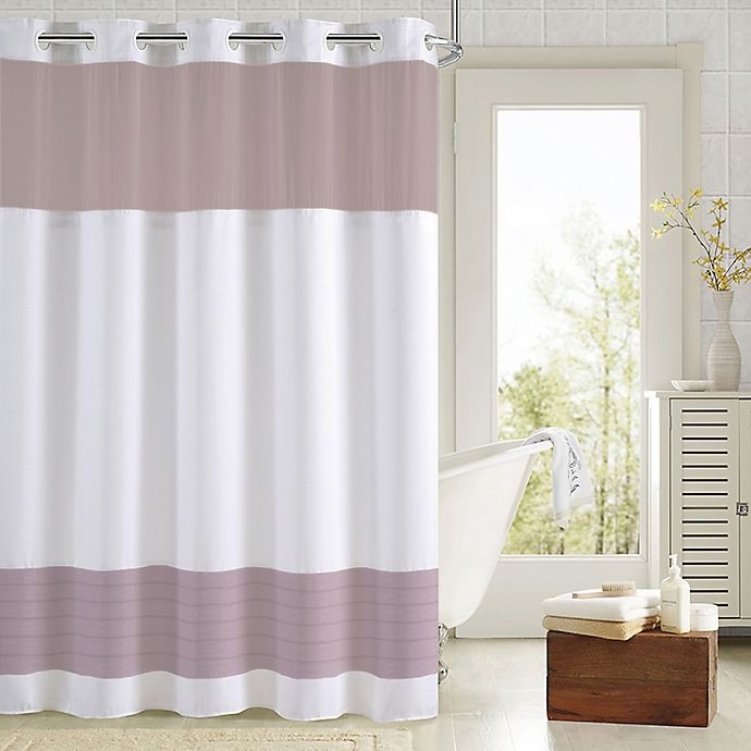 slide 1 of 1, Hookless Aruba Pleats Color Block Shower Curtain - White/ Lavender, 1 ct