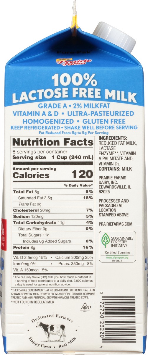 slide 3 of 12, Prairie Farms 2% Milkfat 2% Reduced Fat 100% Lactose Free Milk 0.5 gl Carton, 1/2 gal