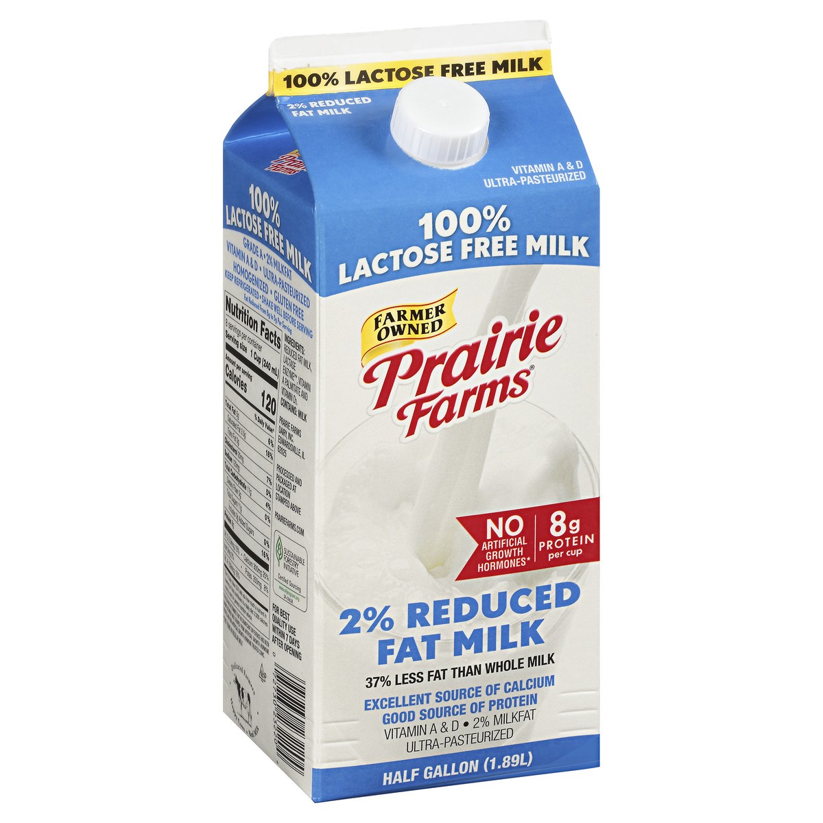 slide 2 of 12, Prairie Farms 2% Milkfat 2% Reduced Fat 100% Lactose Free Milk 0.5 gl Carton, 1/2 gal