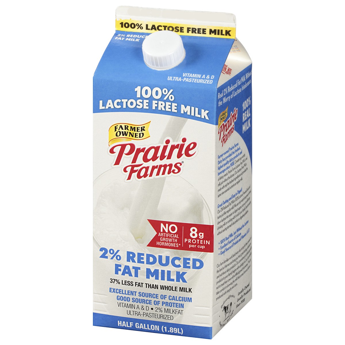 slide 12 of 12, Prairie Farms 2% Milkfat 2% Reduced Fat 100% Lactose Free Milk 0.5 gl Carton, 1/2 gal