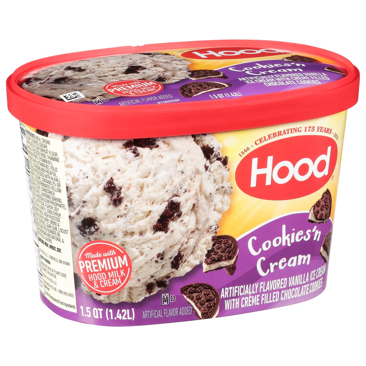 slide 8 of 11, Hood Cookies 'n Cream Ice Cream, 1.5 Quarts, 1.5 qt