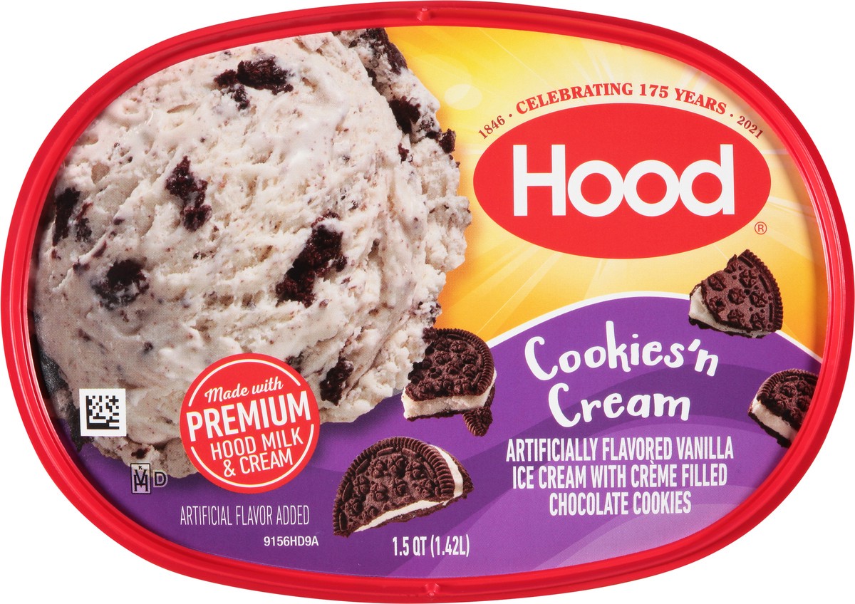 slide 10 of 11, Hood Cookies 'n Cream Ice Cream, 1.5 Quarts, 1.5 qt