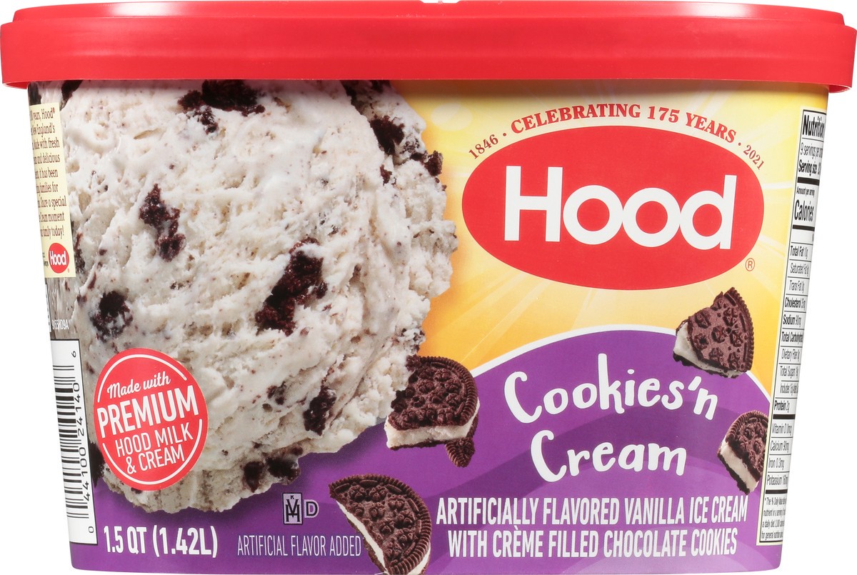 slide 11 of 11, Hood Cookies 'n Cream Ice Cream, 1.5 Quarts, 1.5 qt