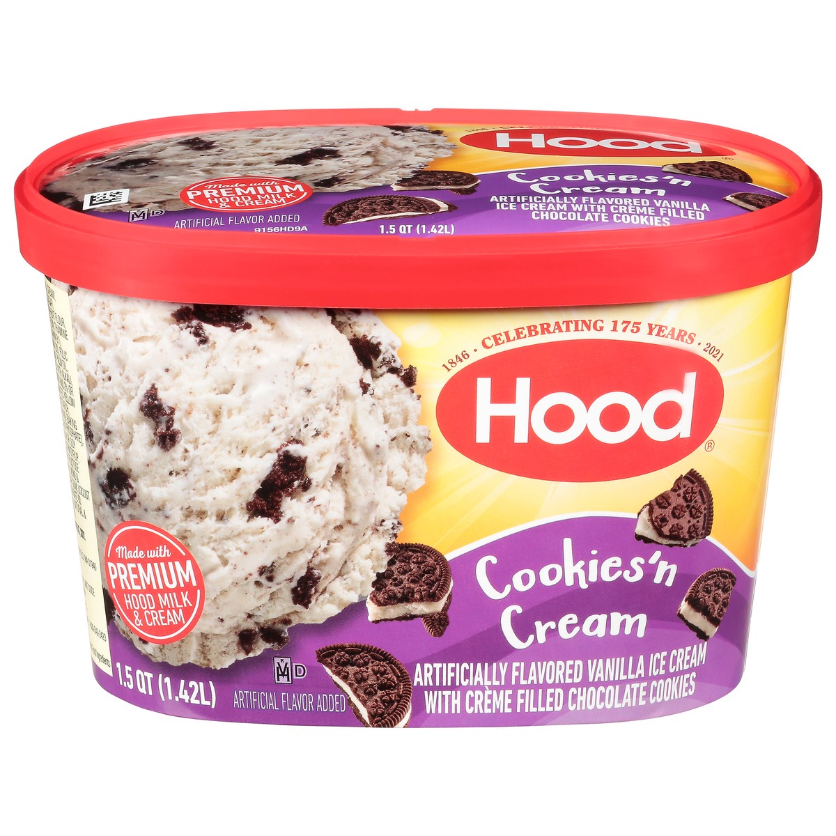 slide 4 of 11, Hood Cookies 'n Cream Ice Cream, 1.5 Quarts, 1.5 qt