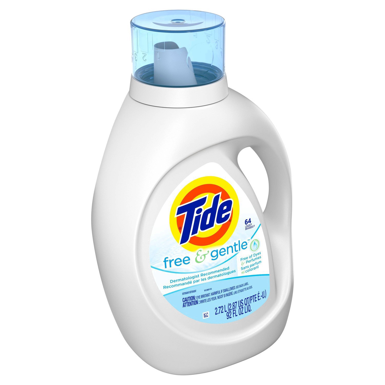 slide 6 of 59, Tide Free & Gentle Liquid Laundry Detergent, 64 loads 92 fl oz, 92 fl oz