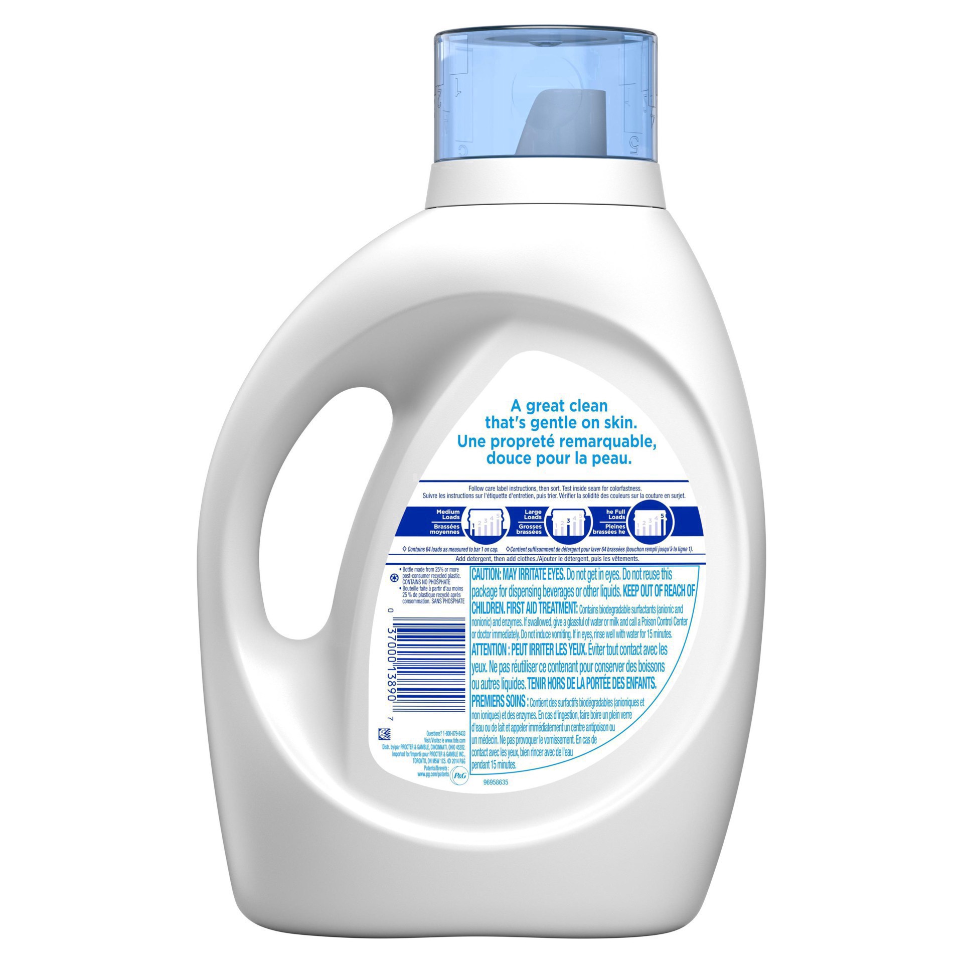 slide 59 of 59, Tide Free & Gentle Liquid Laundry Detergent, 64 loads 92 fl oz, 92 fl oz