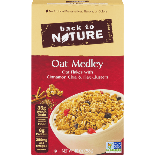 slide 1 of 1, Back to Nature Oat Medley with Cinnamon Clusters Cereal, 10 oz