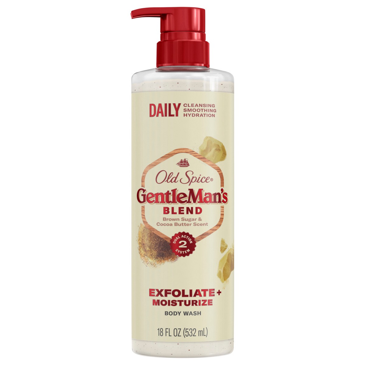 slide 1 of 1, Old Spice Gentleman's Blend Exfoliating Body Wash, Brown Sugar & Cocoa Butter, 18 oz, 18 fl oz