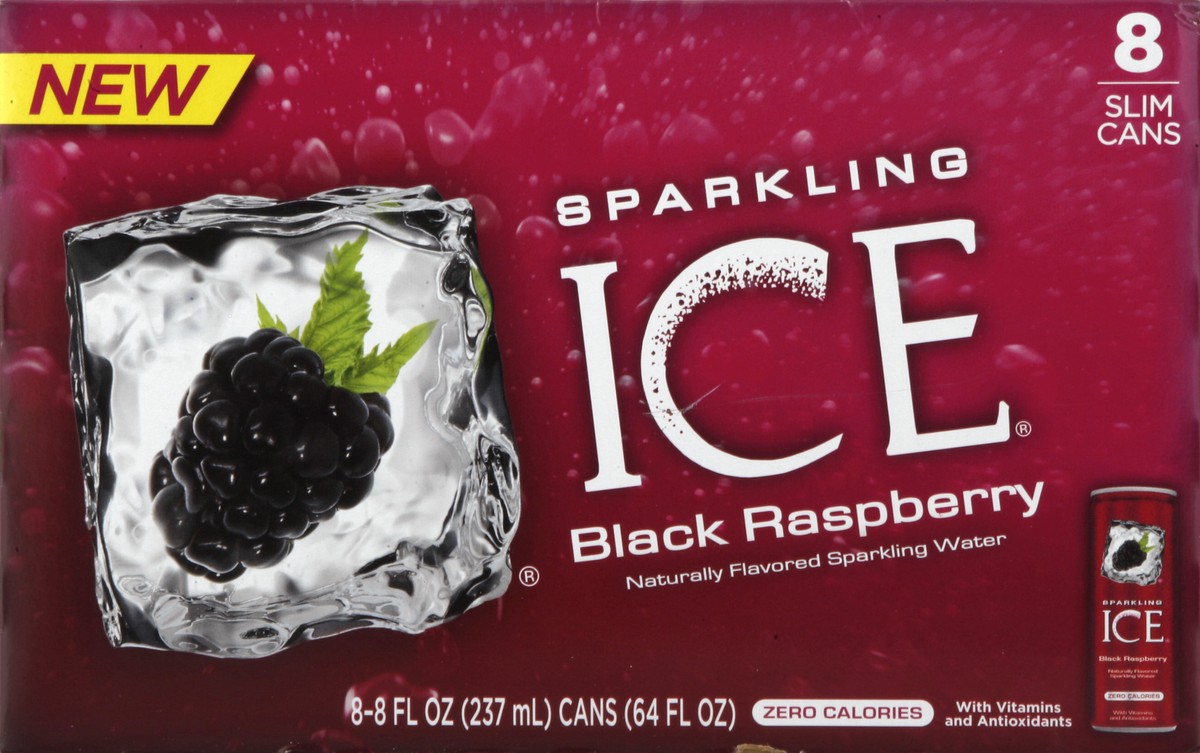 slide 5 of 6, Sparkling ICE Sparkling Water, Black Raspberry, Slim Cans, 8 ct