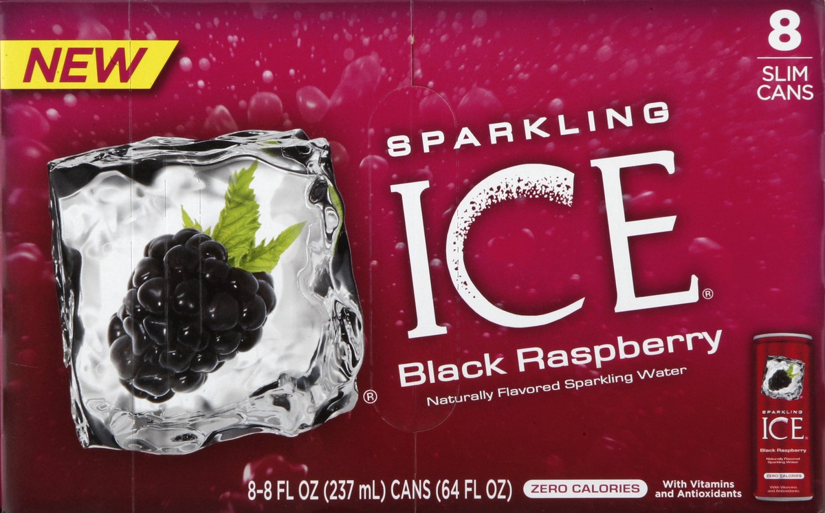 slide 6 of 6, Sparkling ICE Sparkling Water, Black Raspberry, Slim Cans, 8 ct