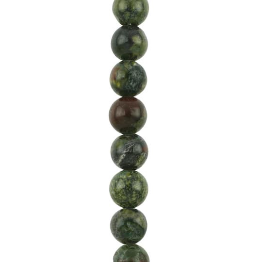 slide 1 of 3, Dark Green & Red Dragon Blood Round Beads By Bead Landing, 6 mm