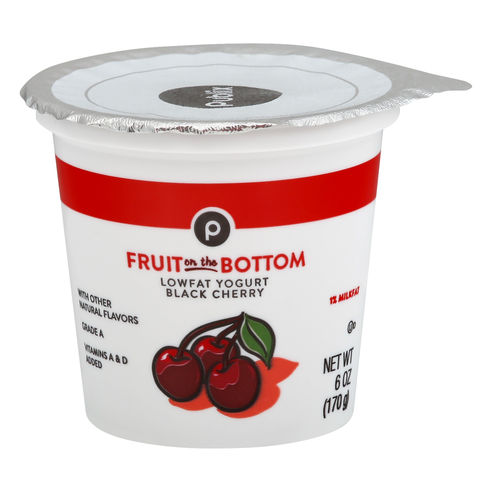 slide 1 of 1, Publix Lowfat Fruit on the Bottom Black Cherry Yogurt, 6 oz