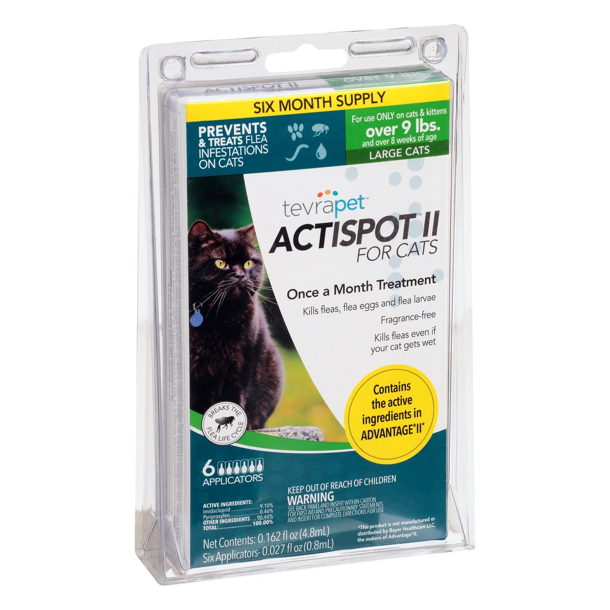 slide 4 of 9, Tevra Pet Actispot II Flea Drops for Cats Over 9 lbs, 6 ct