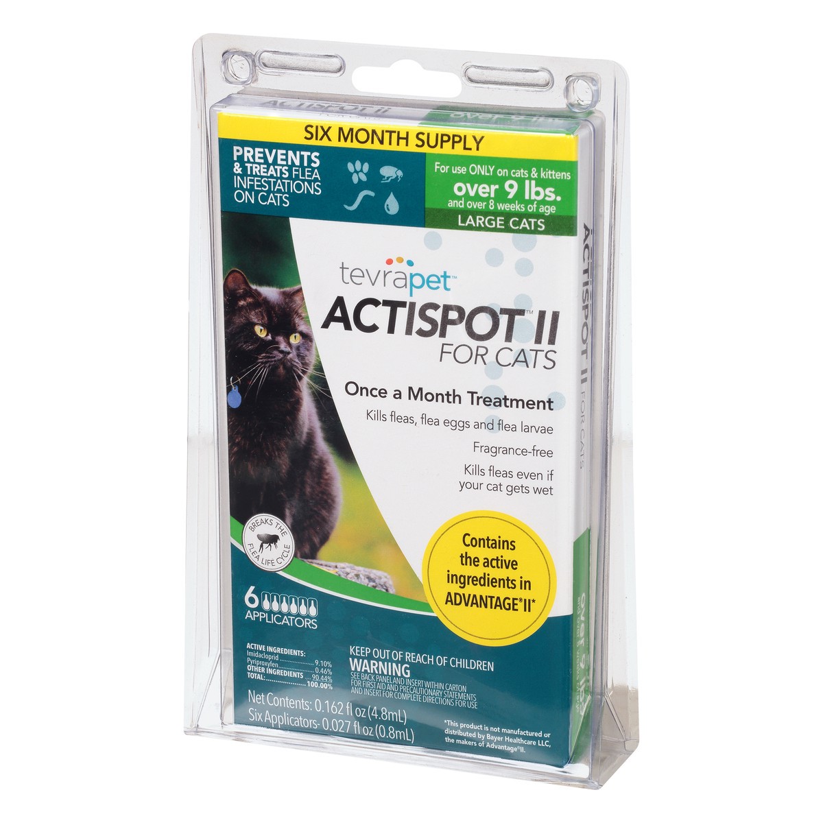 slide 8 of 9, Tevra Pet Actispot II Flea Drops for Cats Over 9 lbs, 6 ct