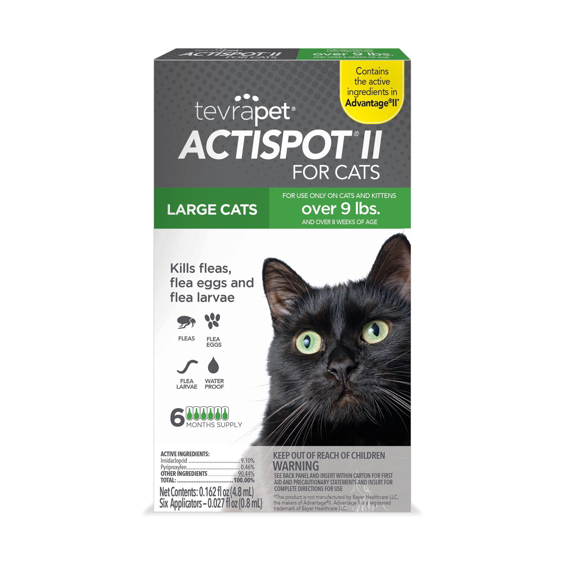 slide 1 of 9, Tevra Pet Actispot II Flea Drops for Cats Over 9 lbs, 6 ct