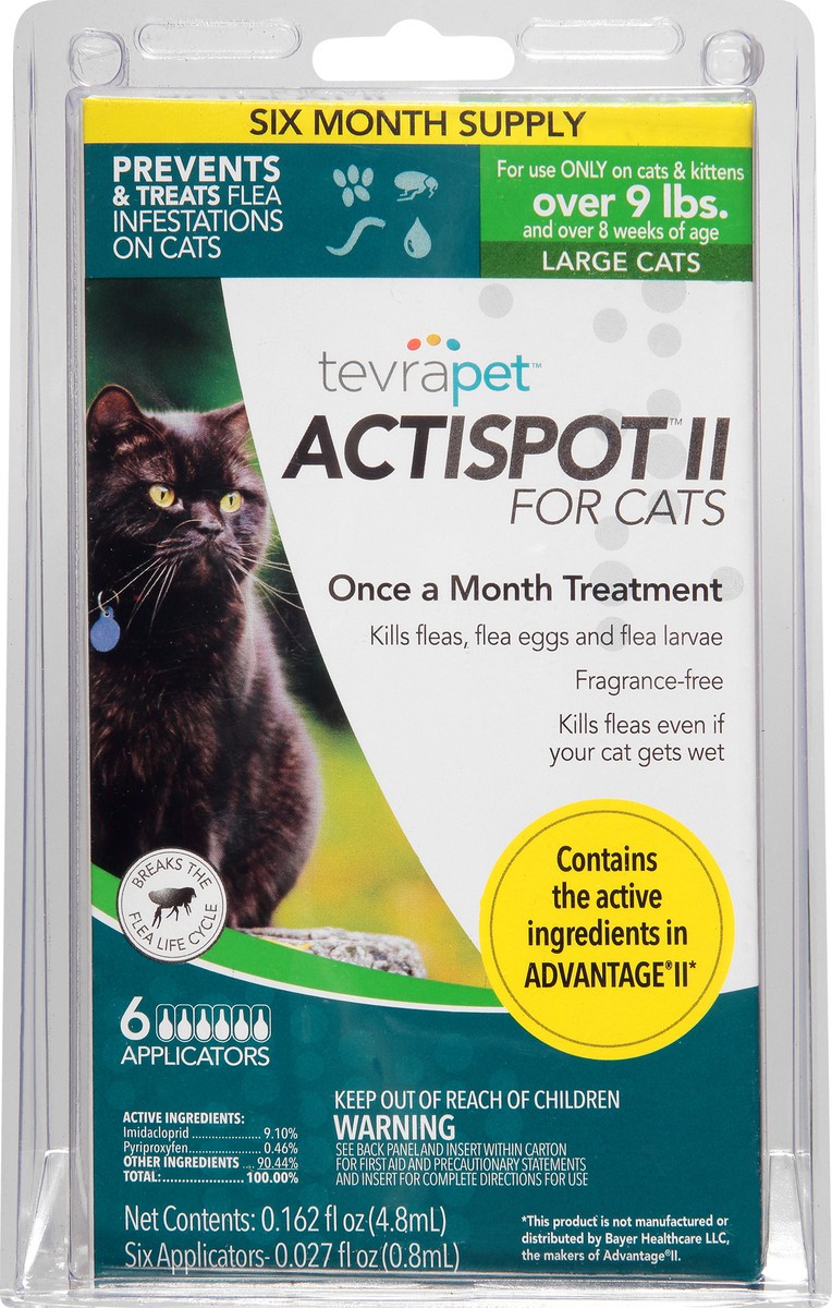 slide 6 of 9, Tevra Pet Actispot II Flea Drops for Cats Over 9 lbs, 6 ct